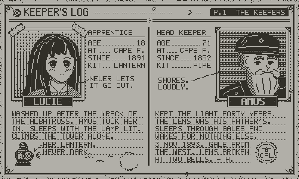 Fanlight screenshot: Keeper's Log · The Keepers
