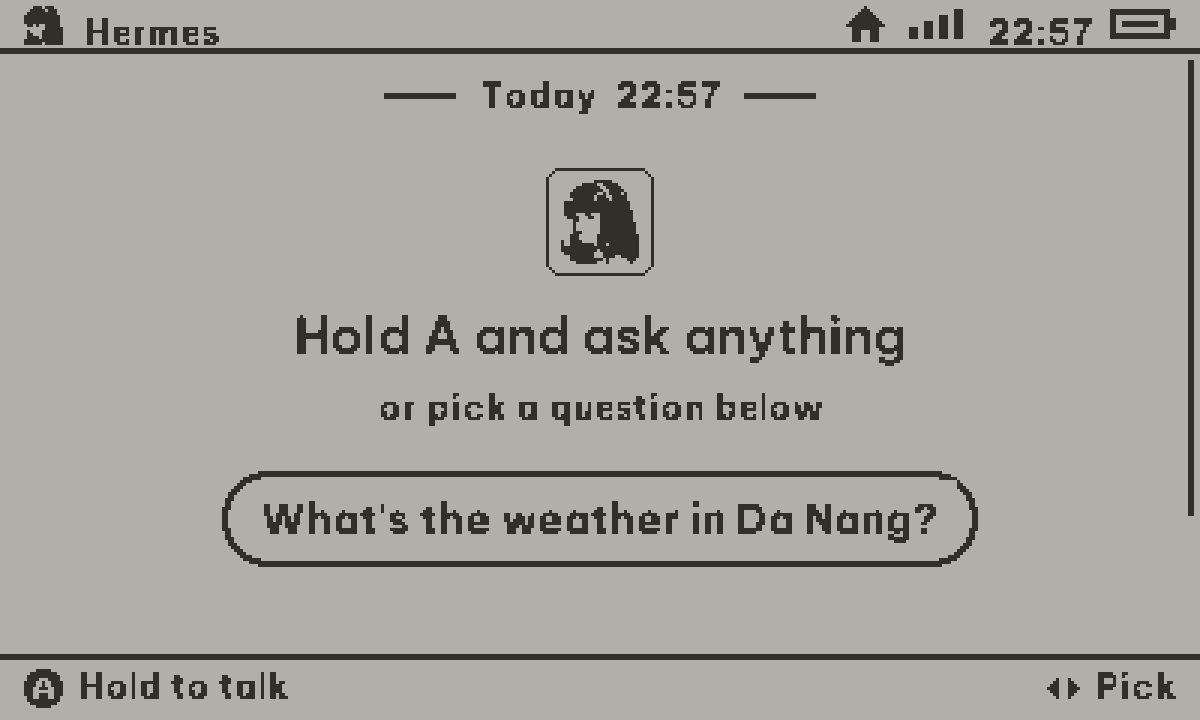 Hermes screenshot: Hold A and ask anything